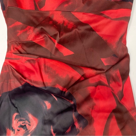 Karen Millen Asymmetrical Neckline Cocktail Dress Red Black 4 - Picture 3 of 8